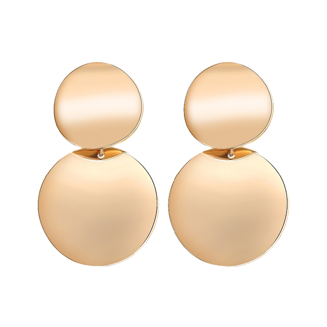 Earrings for Women Gold Color ZA Geometric Statement Earring Big Metal Drop Earing Hanging Fashion Party Jewelry