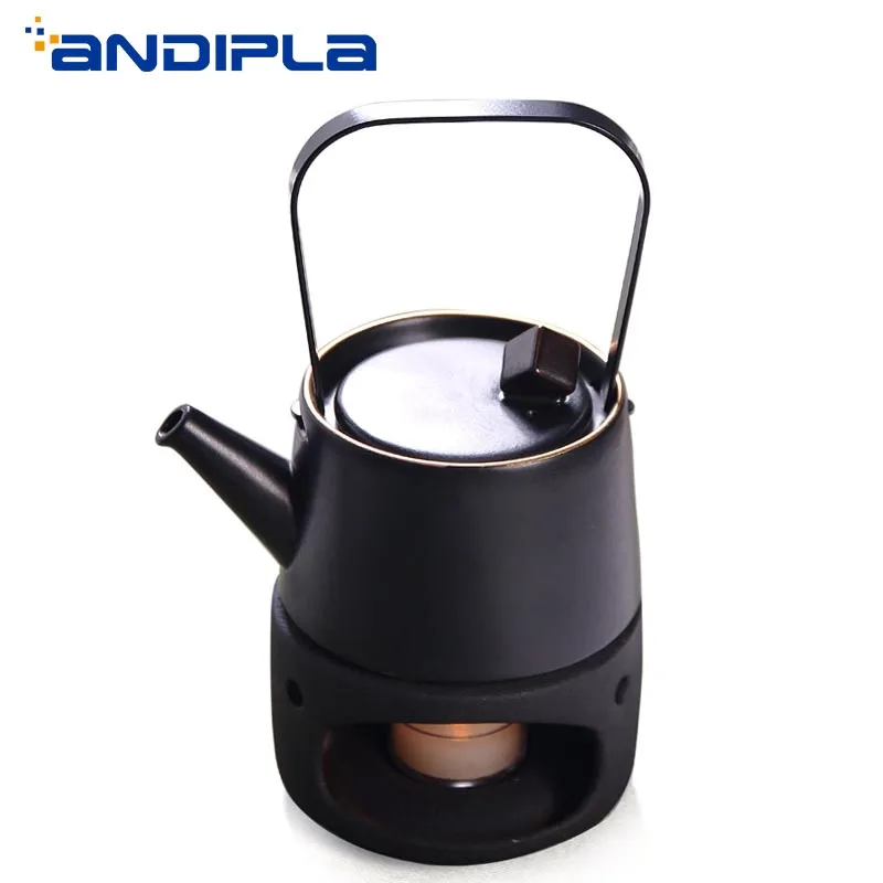 Японский Винтаж черная керамика Чай горшок свечи Отопление Чай pots создание Чай чайник грелка плита Чай ware чайный набор кунг-фу
