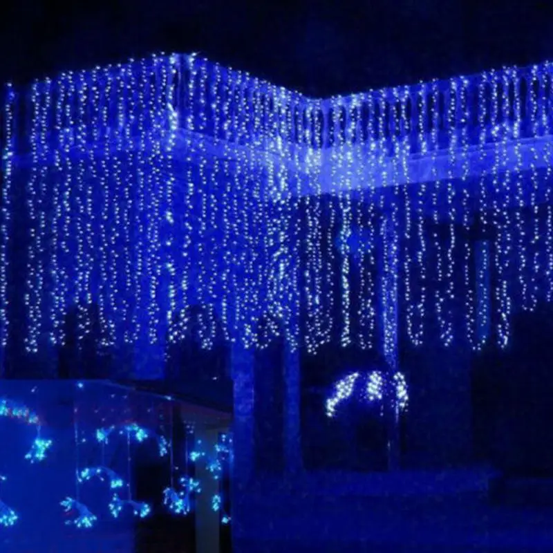

1000 LED Icicle Curtain Lights String 10*3M LED Curtain Light Waterproof Light Post 1.5 M Lamp String
