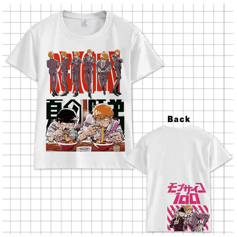 Популярная футболка японского аниме Mobu Psycho 100, футболка Mobu Saiko Hyaku, мужская и женская футболка с коротким рукавом, летние топы с рисунком из аниме, футболка унисекс - Цвет: 02