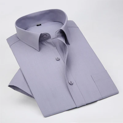 VISADA JAUNA Мужская Повседневная рубашка с длинными рукавами и нагрудным карманом, приталенная хлопковая деловая официальная Однотонная рубашка большого размера 5XL N5069 - Цвет: Gray