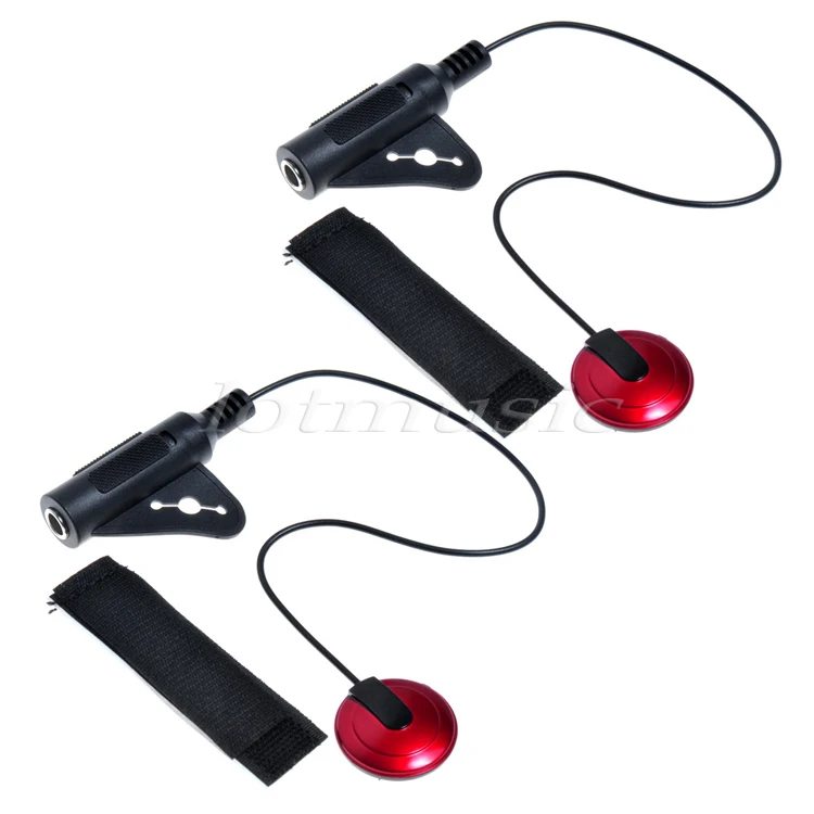 2Pcs Upgrade Piezo Contact Microphone MIC Pickup 1/4' Jack with Cable plug in amp For Guitar Violin Banjo Ukulele | Спорт и