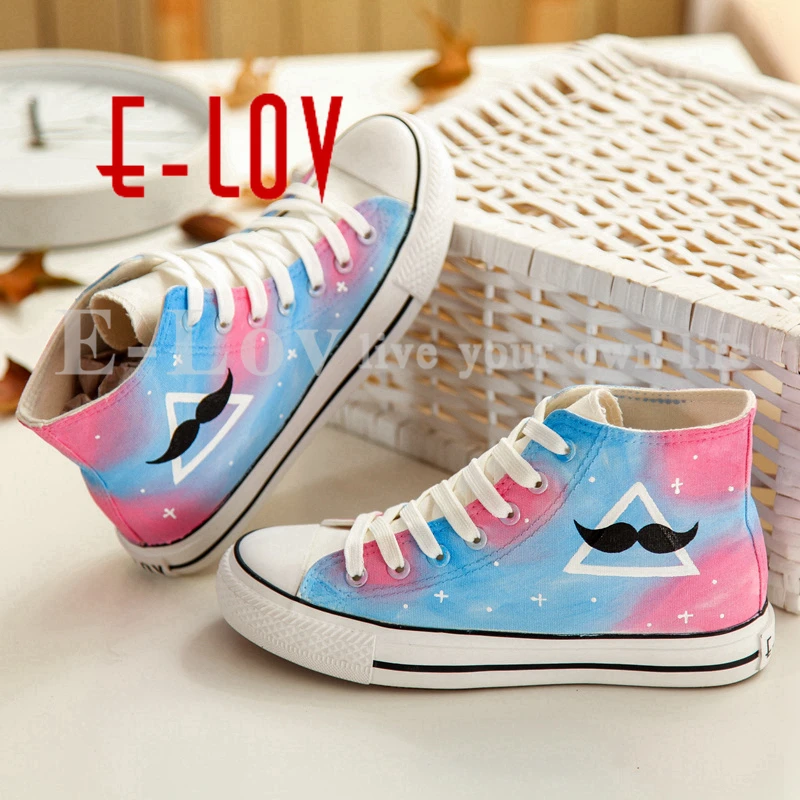 

New Arrival 2017 Fashion Hand Painted Colorful Shoes Simple Style Rainbow Women Men Canvas Shoes zapatos mujer