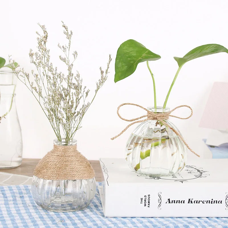Скандинавская прозрачная стеклянная ваза в форме тыквы, домашние украшения, цветы, гидропонная Маленькая ваза, украшение для дома, 1 шт