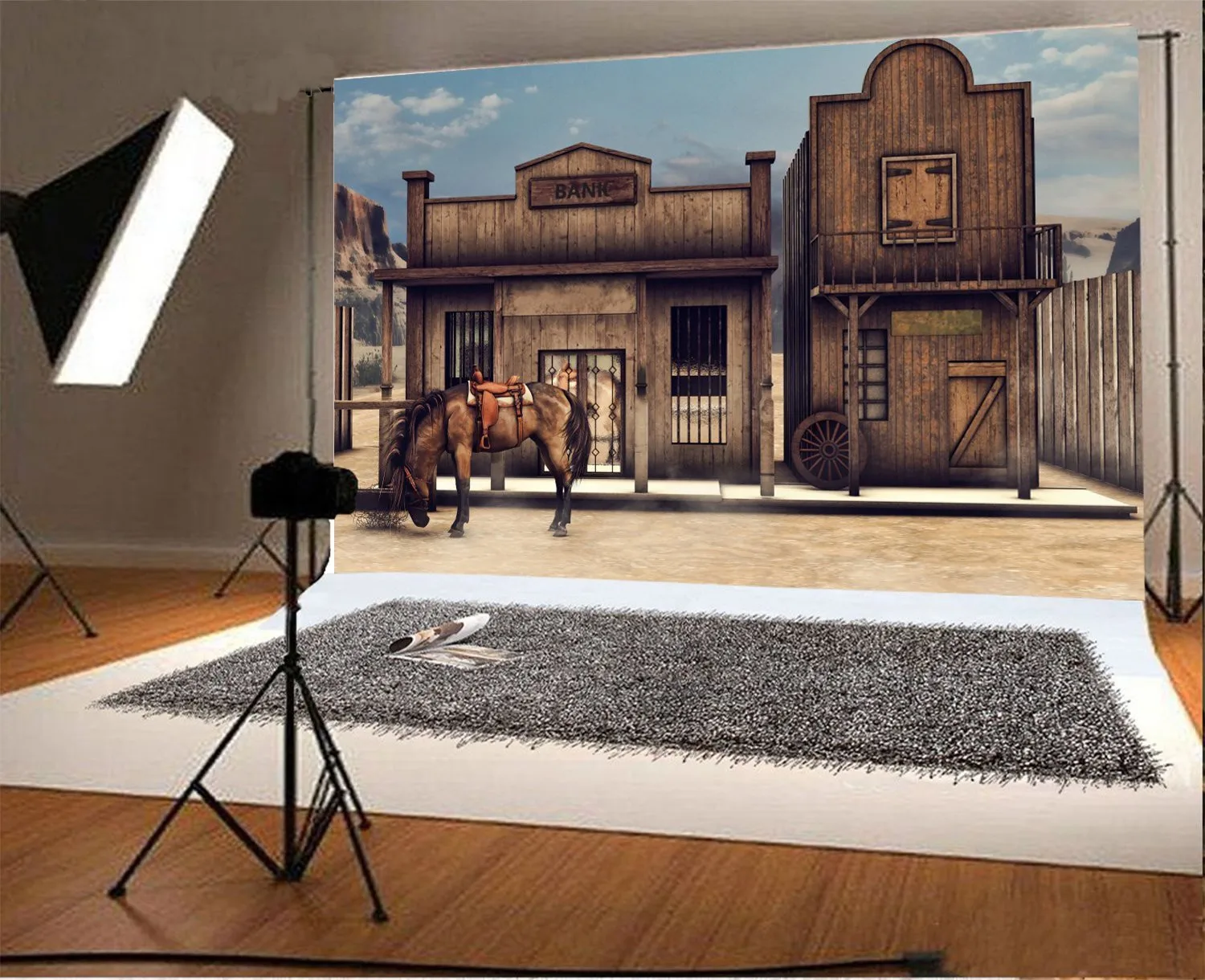 

Colorful Wild West Scenery Horse Bank photography studio background Vinyl cloth Computer print party backdrops