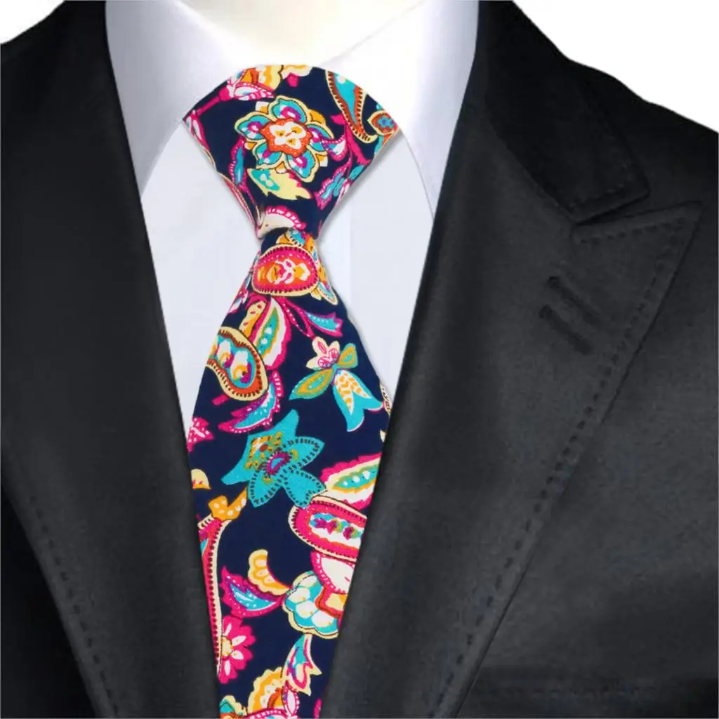 A 1350 Brand Hi Tie 100 Cotton Navy Blue Mens Ties Fashion Floral