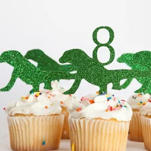 Пользовательский номер блеск динозавры кекс для девичника День рождения Свадебные украшения для торта для вечеринки продукты питания