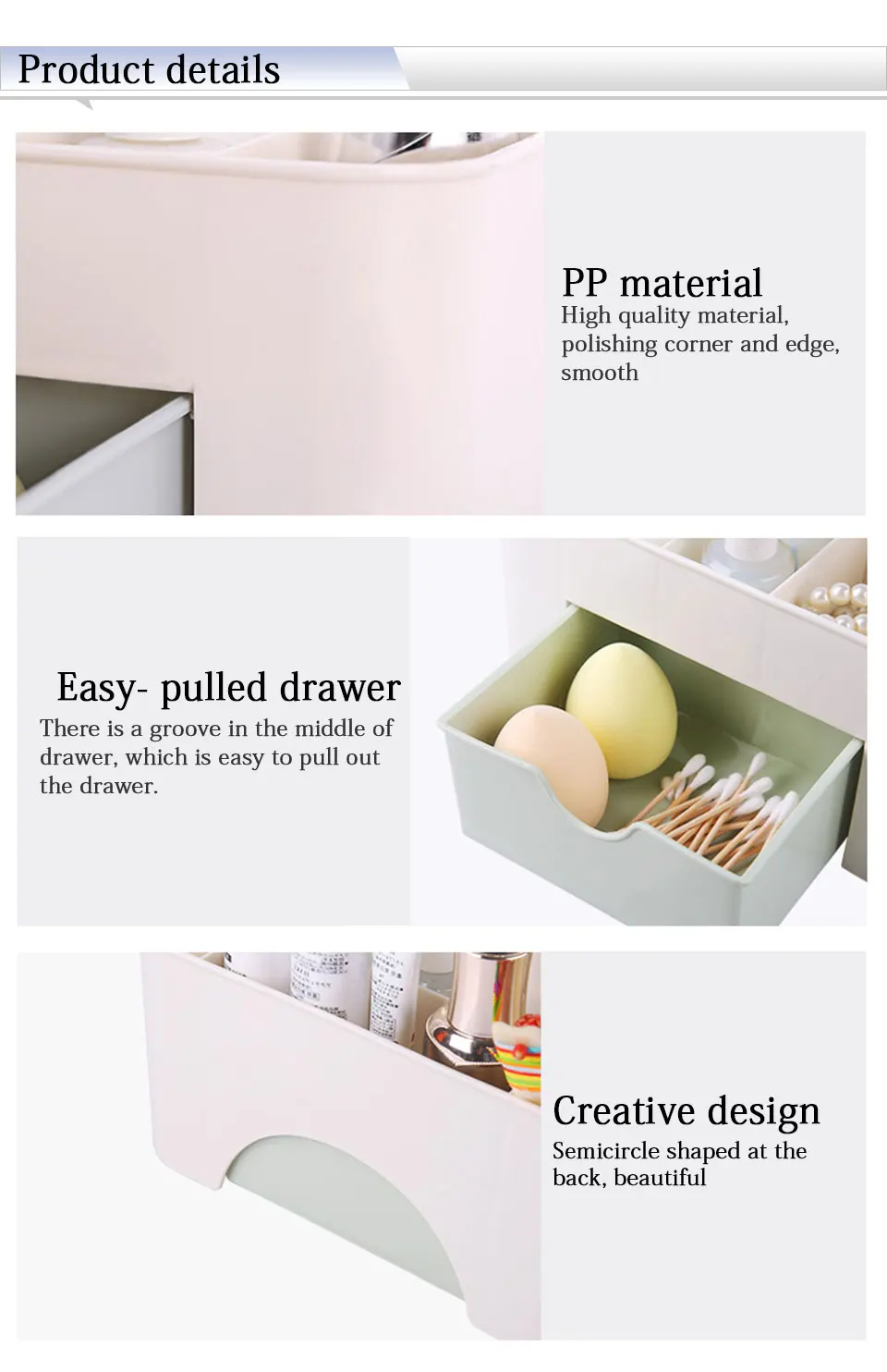 Plastic Makeup Organizer With Drawers Desktop Cosmetic Lipstick Brushes Jewelry Case Make Up Organizer Plastic Storage Box_07