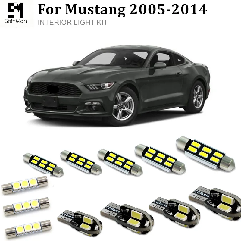 Us 12 61 13 Off Shinman 8x Error Free Led Interior Light Kit Package For Ford Mustang 2005 2014 Map Dome Trunk Vanity Mirror License Led In Signal