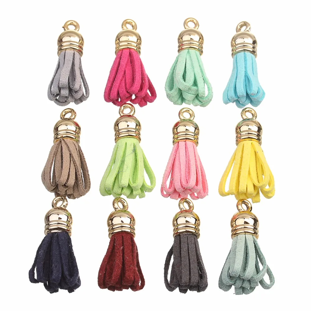 LOULEUR 20pcs/lot 29mm Leather Velvet Tassel Fringe with Short CCB End