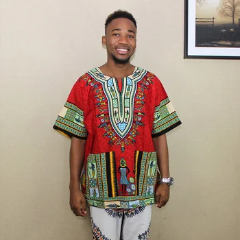 Moda Unisex afryki Dashiki krótkie topy Shirt 100 bawełna druku afryki ubrania tanie i dobre opinie Odzież afryka Tradycyjny odzieży COTTON