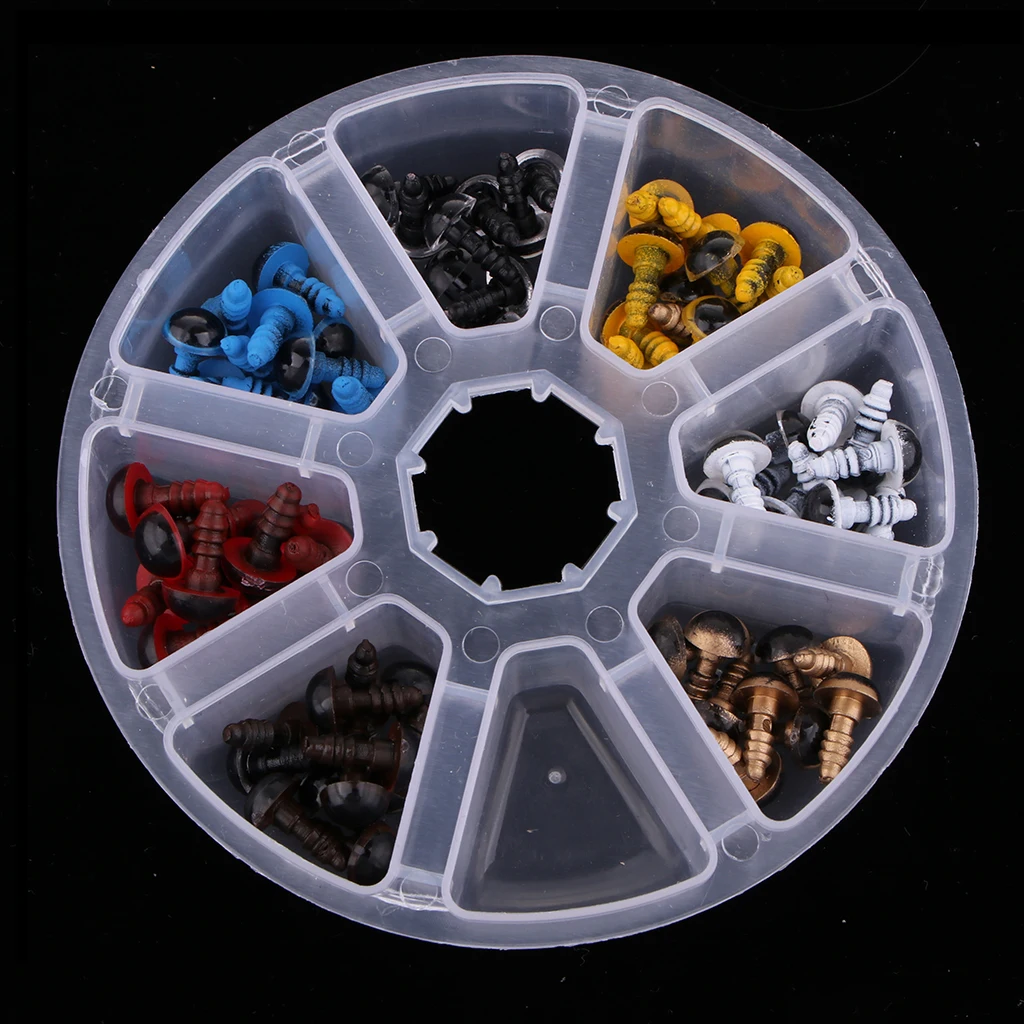 

70pcs Transparent Box Packed Screw Type Crystal Dolls Eyes Nose Supply Plastic Doll Making Tool Safety Accessory