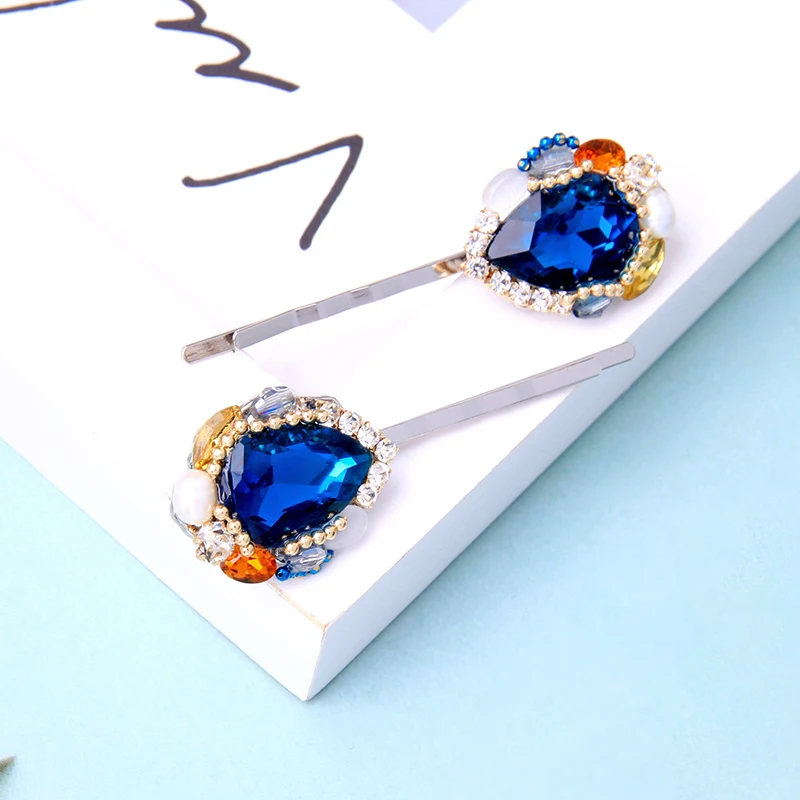 

BALANBIU Classic One Set Exquisite Crystal Opal Water Drop Acrylic Pearl Hairpins For Women White Gold Color Trendy Hair Jewelry