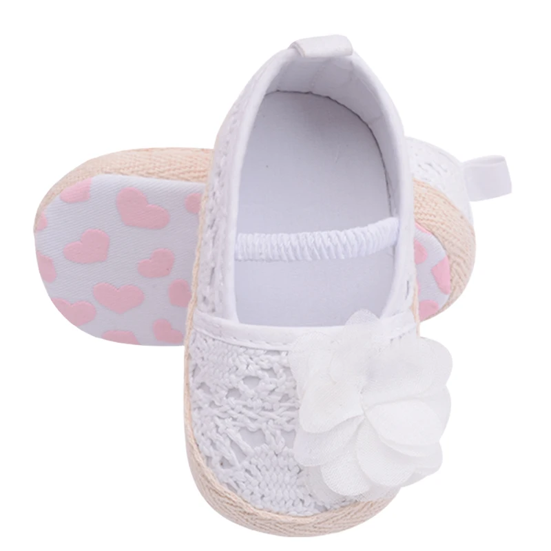 

Hand-made Knitting Infant Baby Princess Girls Shoes Pink/White Shallow Toddler Flower Anti-skid Soft Soled Bow Moccasin