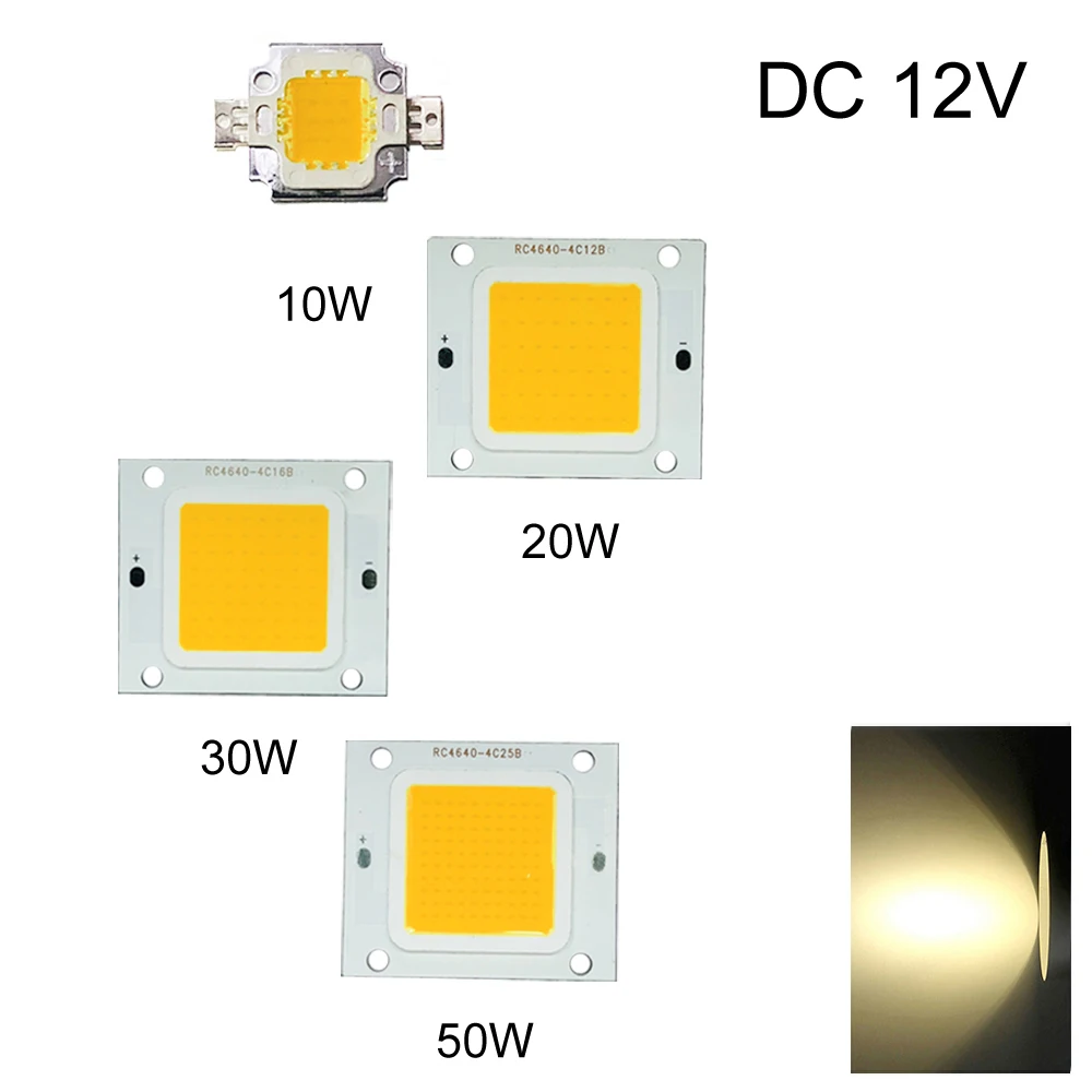 Светодиодный чип, 12 В, высокомощная лампа, бусины для дома, новинка, 10 Вт-50 Вт, лампочка, супер яркий теплый белый свет, DIY COB