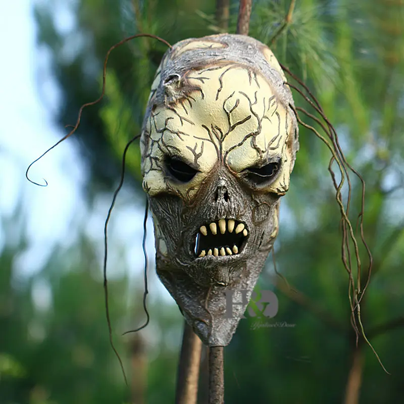 

H&D Latex Scary Halloween Triffoid Tree Demon Mask Costume Latex Full Head Mask (Scary tree ghost mask)