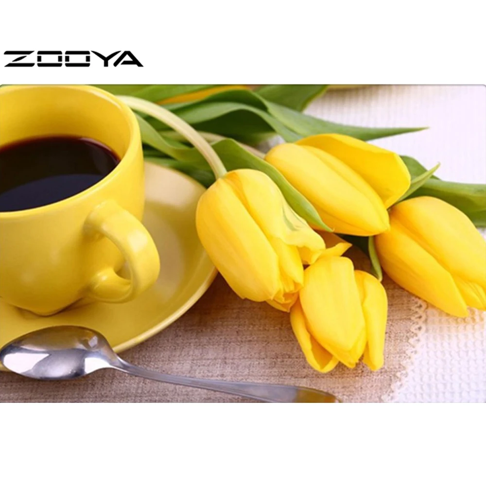 

ZOOYA 3D DIY Diamond Painting Yellow Tulip Diamond Embroidery Full Square Drill Rhinestone Pasted Cross Stitch Needlework AT1652