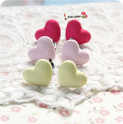 

720 New Arrival Cute Love Heart Ear Clips Children Clip Earrings Girl Resin Ear Clips FD966