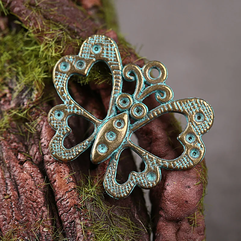 10pcs/lot Vintage multiple Alloy Verdigris Plated Hollow Butterfly Pendant Patina Charms Accessories For DIY Jewelry Making | Украшения и