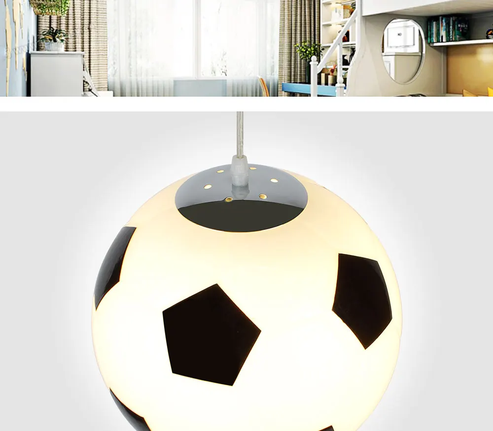 Футбольный подвесной светильник для креативных детей, светильник для спальни, светодиодный светильник на балкон, подвесной светильник E27, абажур для спальни, столовой, фойе