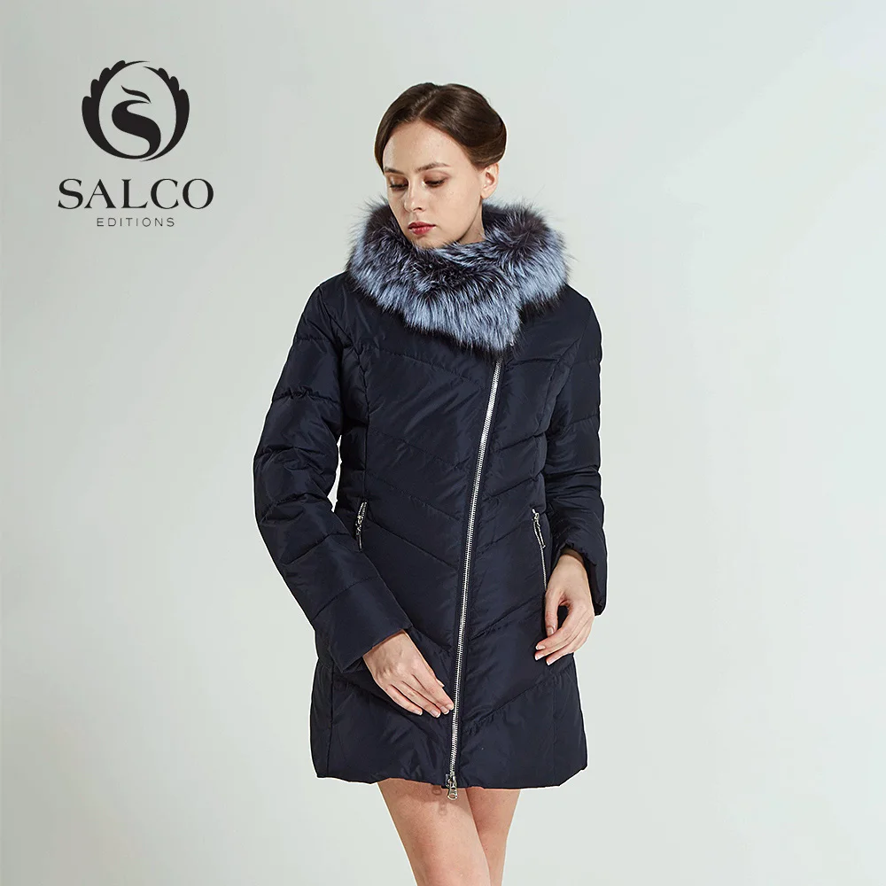 SALCO в 2017 году новая женская одежда чтобы согреться длинные леди мобильный silver fox