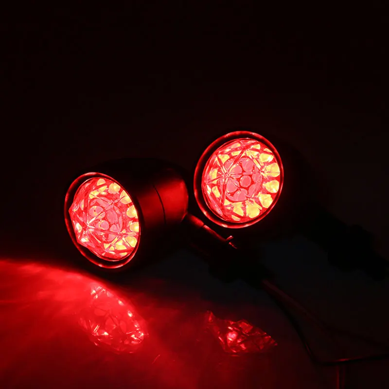 Nuoxintr Motorcycle bullet Light Diamond Lens LED Turn Signal Indicator taillight lamp For Harley Sportster Bobber Chopper