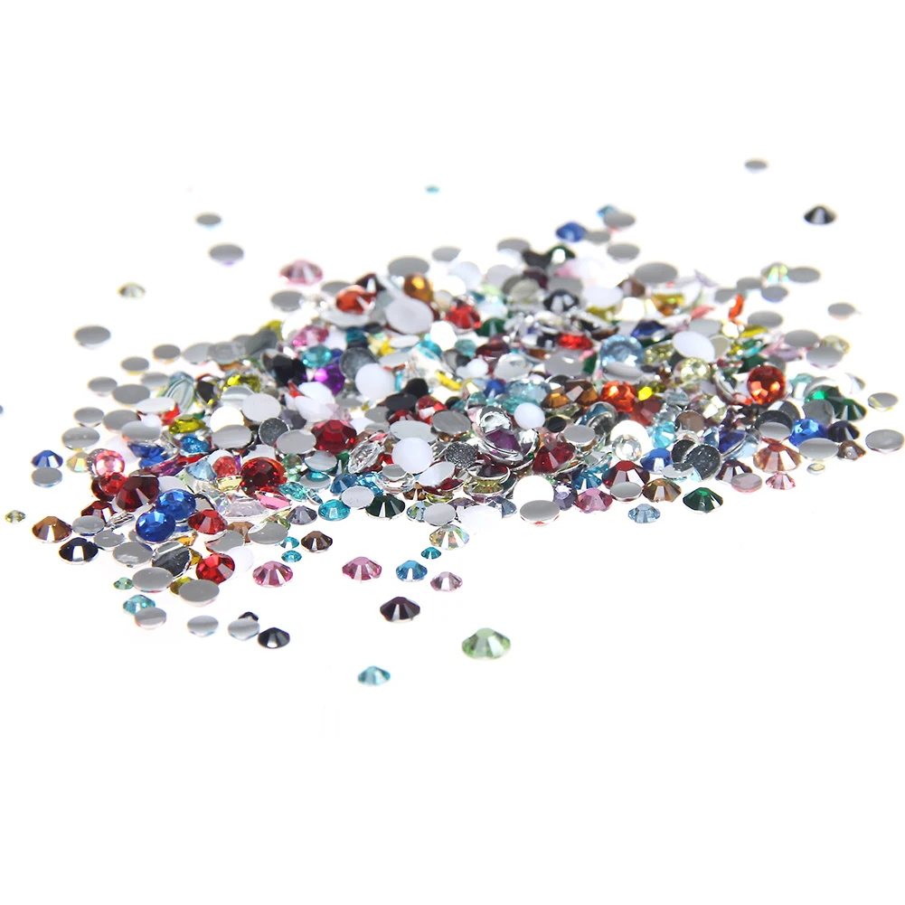 

Mixed Colors Non Hotfix Resin Rhinestones 1000pcs 2-5mm And Mixed Sizes Round Flatback Glue On Stones DIY Nails Garment Supplies