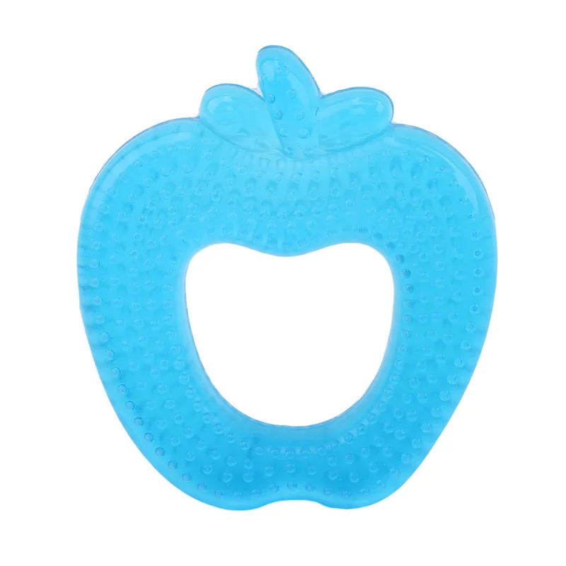 Детский силиконовый безопасный Прорезыватель для зубов, креативный ладонь, яблоко, наполненный водой, Милые силиконовые бусины, Прорезыватель для зубов, игрушки для прорезывания зубов, безопасный подарок - Цвет: Blue apple