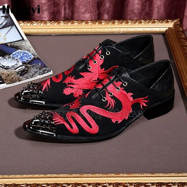 Oro Color As De Zapatos Mens Nuevos Dragón Los Botas Color Hombres Cuero Bordado Showed as Boda Visten Hombre RwZxRqrO