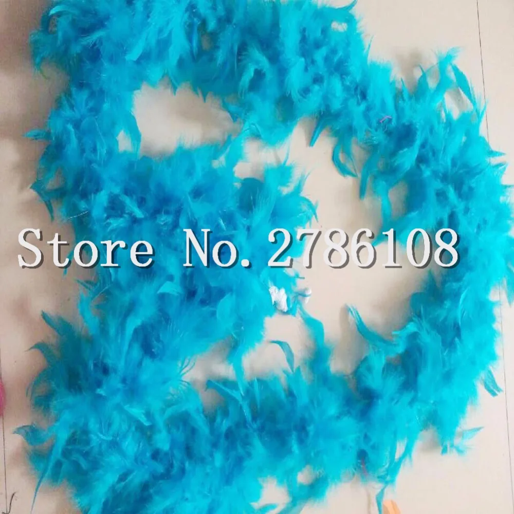 wholesale 5pcs 40g turquoise color feather boa about 2M dense feather