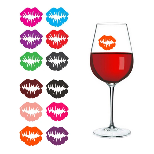 6pcs/12pcs Set Silicone Glass Wine Lip Shaped Label Marker Recognizer Tea Mug Cup Marker Bottle Logo Party Supplies Multi Color
