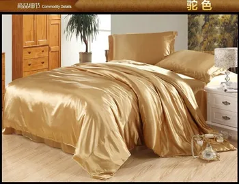 

Camel Tan Silk Satin Bedding set Super King Queen full size sheets linen bed in a bag sheet duvet cover bedspread Luxury 4PCS