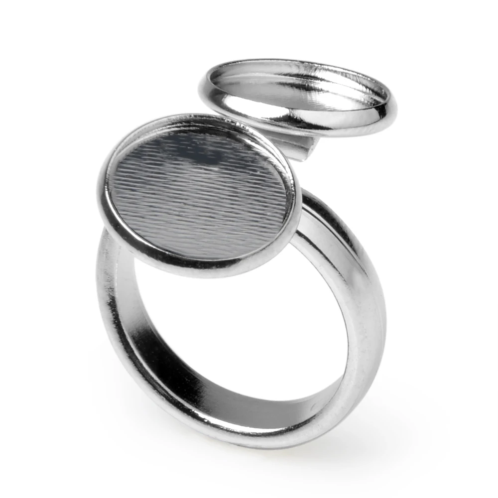 Chanfar 12 мм Круглый двойной пустой ободок кольца настройки Регулируемая Открытое кольцо базой для 12 мм Стекло кабошон ювелирных изделий