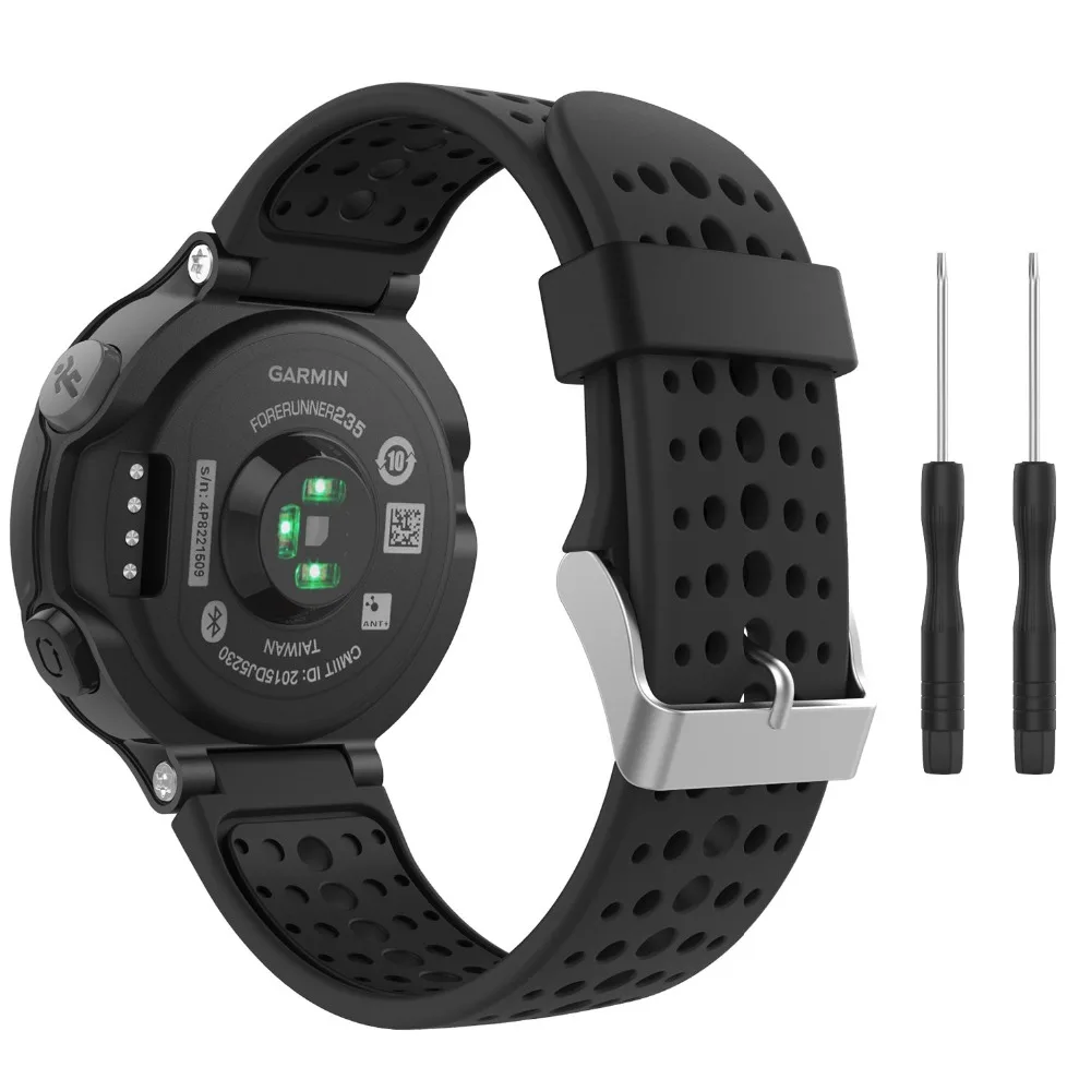 Силиконовый черный ремешок для смарт-часов Garmin Forerunner 230/235/235Lite/220/620/630/735XT синий