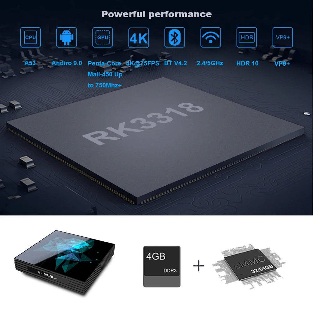 A95X Z2 Smart tv Box Android 9,0 4 ГБ 32 ГБ 64 Гб 2,4G/5G Wifi Bluetooth 4,2 4K Google плеер PK H96 MAX RK3318 Android tv Box
