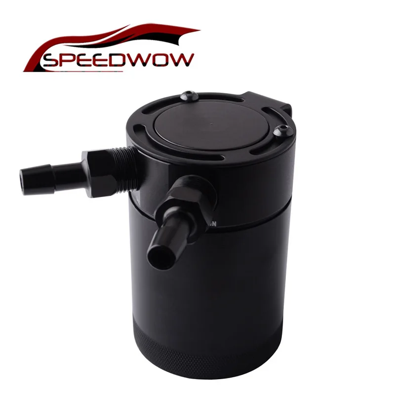

SPEEDWOW 400ml Universal 2-Port Oil Catch Can Reservoir Tank 3/8" NPT Inlet Outlet Compact Baffled Breather Oil Tank Fuel Tank