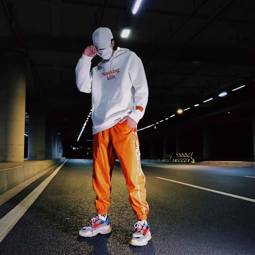 Новые брендовые Модные осенние мужские джоггеры enchusmic в молодежном стиле, повседневные штаны в стиле хип-хоп с эластичным поясом - Цвет: orange