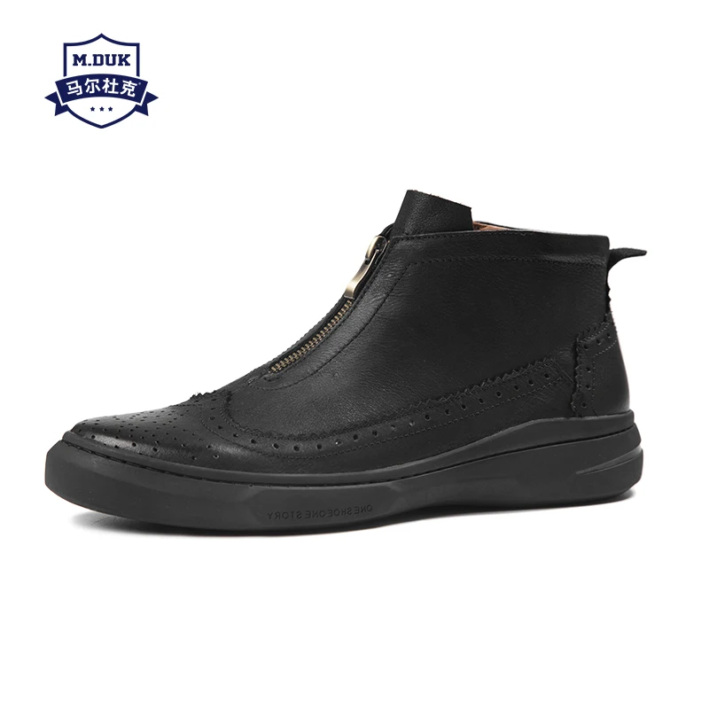 

Martin boots men's zipper shoes autumn winter mens real leather short boots British Bullock chelsea boots cowhide combat boots