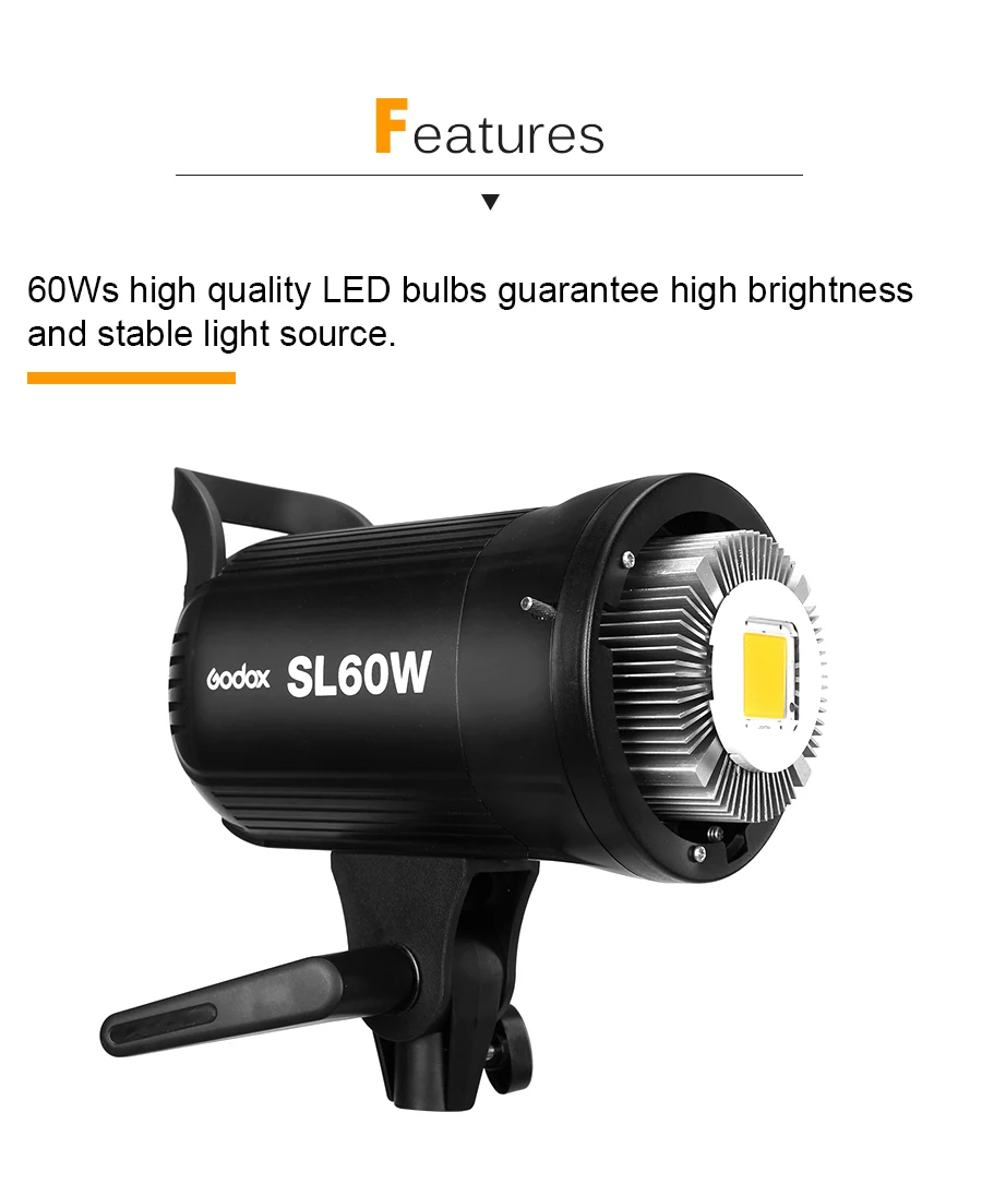 Godox SL-60W светодиодный видео светильник 5600K белая версия видео светильник непрерывного светильник комплект+ 190 см светильник подставка+ 60x90 см софтбокс с креплением Bowens