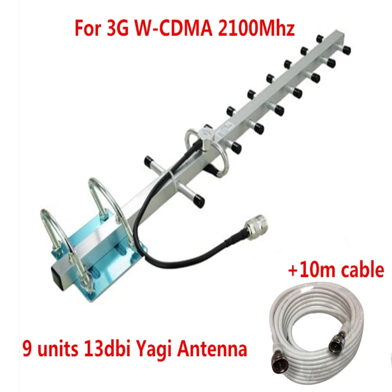 

1PC 9 Unit 3G DCS WCDMA 1800/2100MHz Yagi Antenna 13db with 10M Cable for Cell Phone Signal Repeater Booster Amplifier