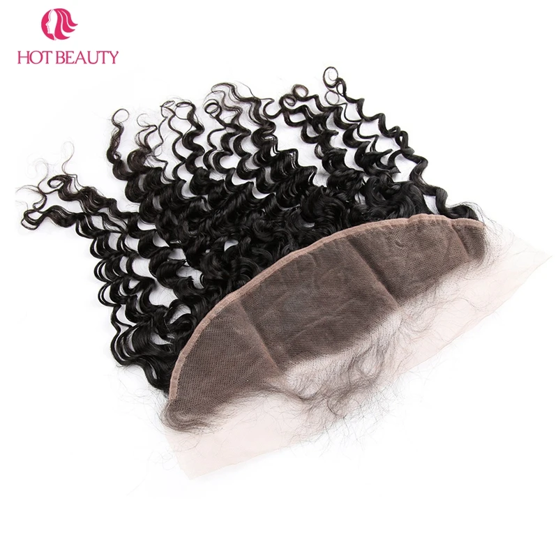 Hot Beauty Hair Pre Plucked Peruvian Deep Wave Lace Frontal 13*4 Ear To Ear Free Part Natural Color Remy Human Hair
