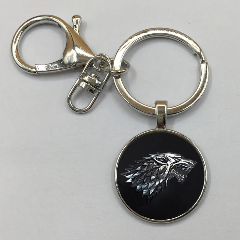 

NEW Game of Thrones Keychain Pendant House of Stark Black Wolf Jewelry Gothic Glasses Pendant Keychain