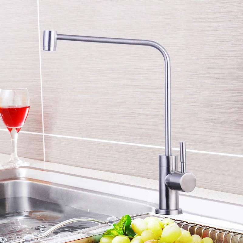 

Kitchen Pure Water Filter Faucet Stainless Steel Single Handle Brushed Reverse Osmosis Filter Part Purifier Direct Drinking Tap