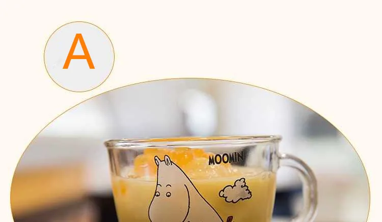 Moomin Новая мода мультфильм посуда для напитков младенцев стеклянный водный напиток Стакан Кружка прозрачная стеклянная ручка 210 мл стеклянная чашка безопасная Милая кружка