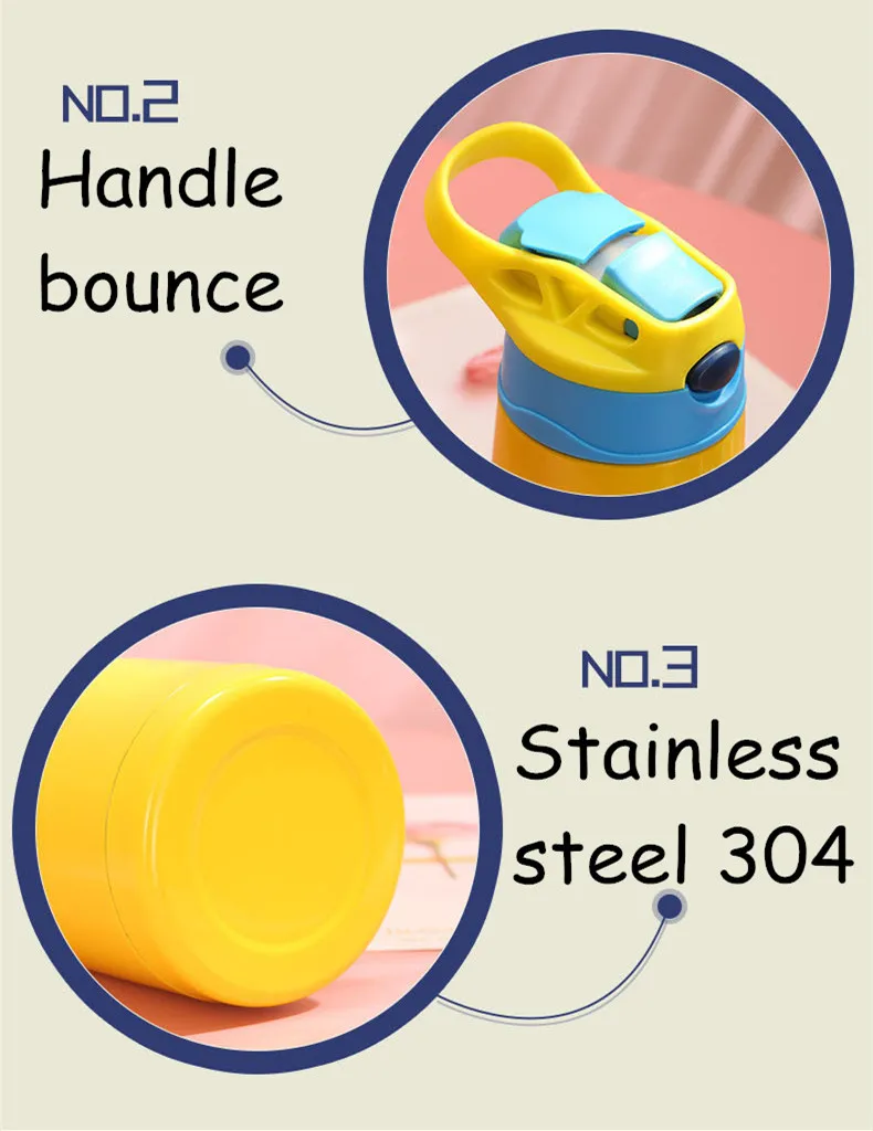 400 мл горячая распродажа детских вещей, Вакуумная бутылка для воды, ручка для детей, чайник для сухого молока из нержавеющей стали, 304 соломы, термосы