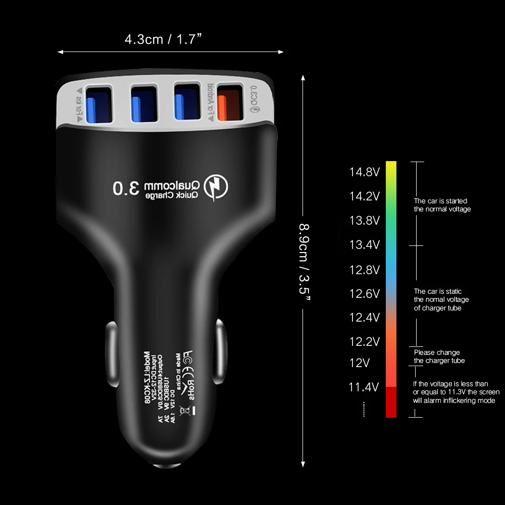 شاحن سريع 3.0 سيارة مهايئ شاحن 7A QC3.0 توربو سريع شحن 4 USB سيارة الهاتف المحمول شاحن آيفون Xiaomi