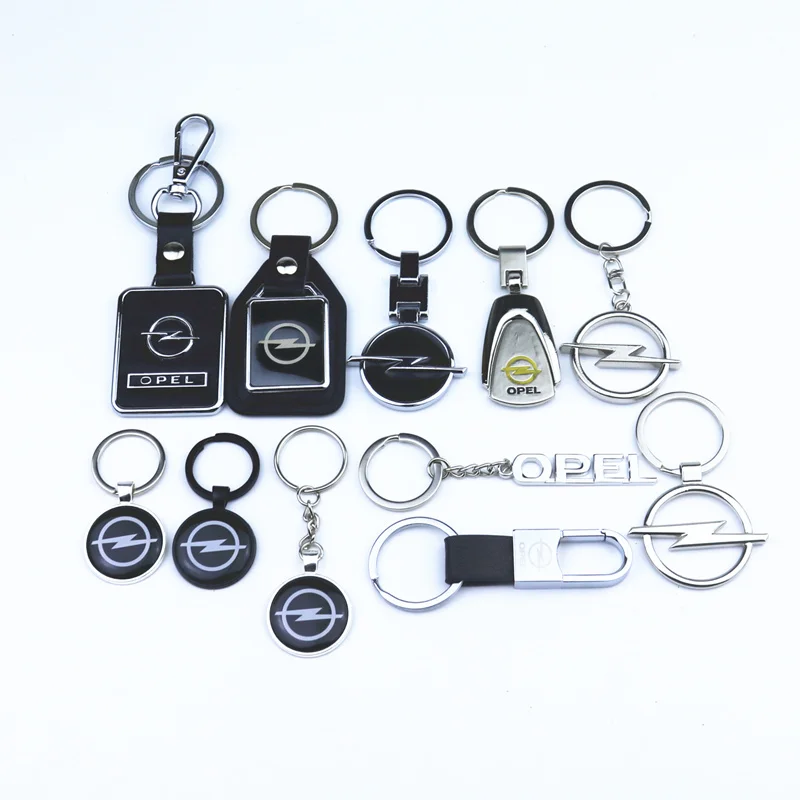

Car Styling 3D Metal+Leather Emblem Car Key Ring Keychain Key Holder Logo For Opel Corsa Insignia Astra Antara Meriva Zafira