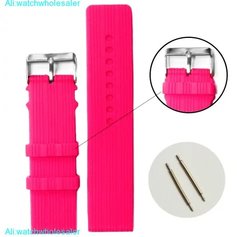 24mm Light Violet Red Silicone Jelly Rubber Ladies Watch Band Straps WB1071Q24JB
