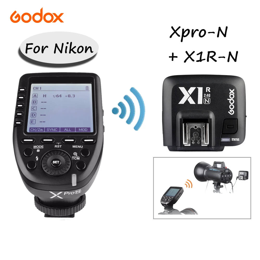 

Godox Xpro-N Transmitter with X1R-N Receiver HSS TTL 2.4G Wireless Flash Trigger for Nikon for Godox V860IIN TT685N TT350N TT600