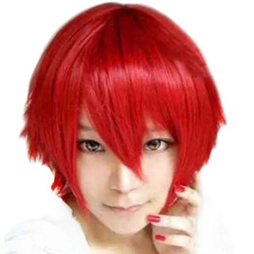 Boys Men Anime Short Red Wigs For Cosplay Costume Party Heat Resistant